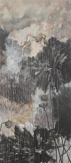 张鸿然作品1《新 荷》系列01 亚麻80x180cm 2016